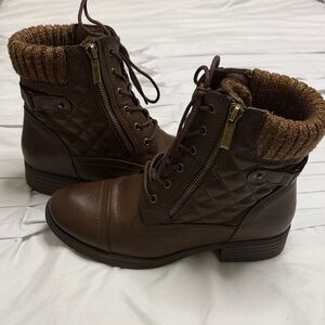 Elegant Brown Lace-Up Ankle Boots